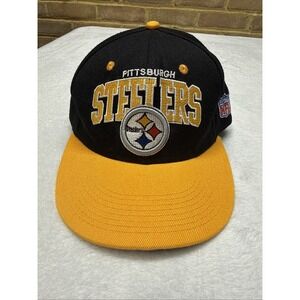 Mitchell & Ness Pittsburgh Steelers Snapback Hat Cap Logo Black Adult Vintage